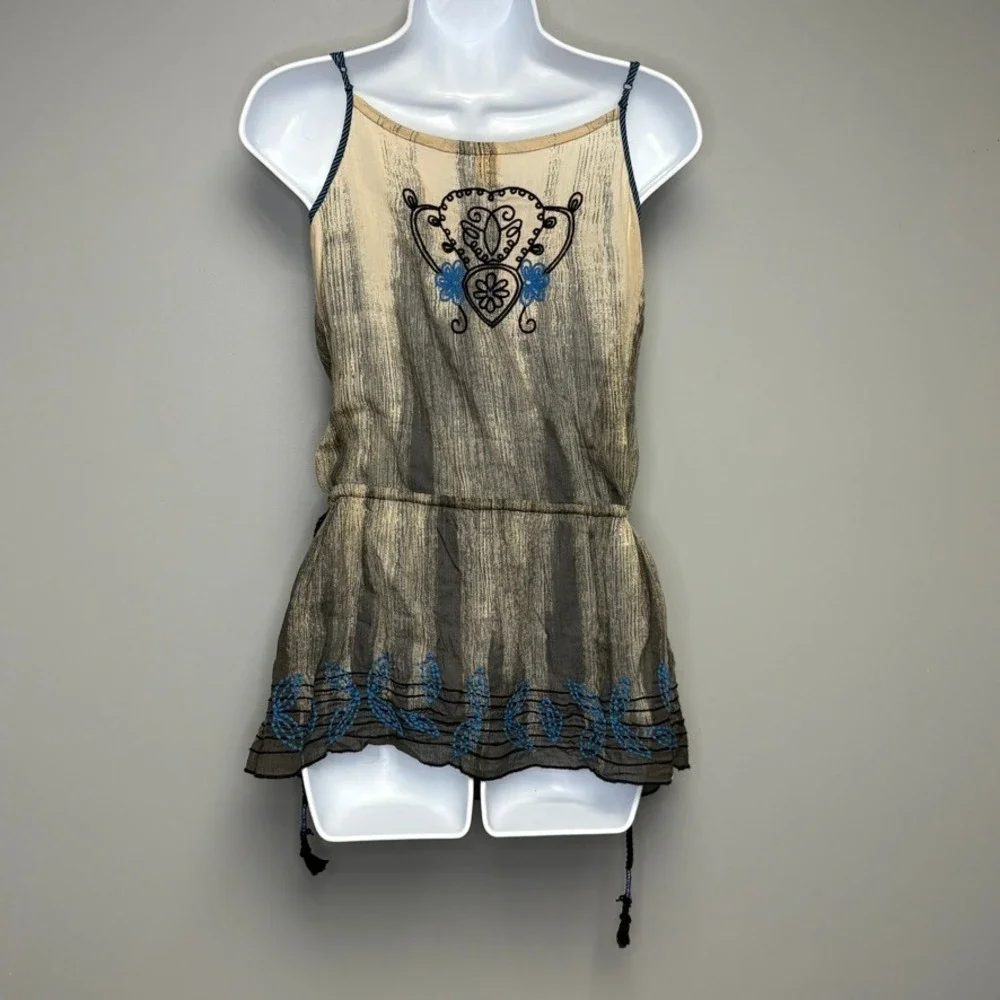 Free‎ People Vampire Diaries Boho Whimsigoth Tunic Y2K Festival Embroider Sz 4